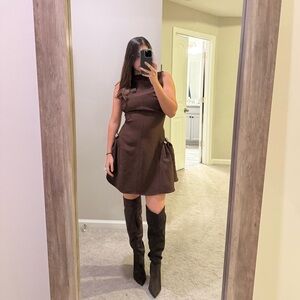 Elegant Brown Sleeveless Dress